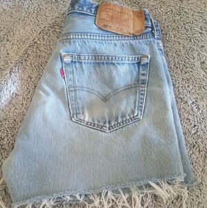 Levi's Light Blue Frayed Denim Mini Skirt
